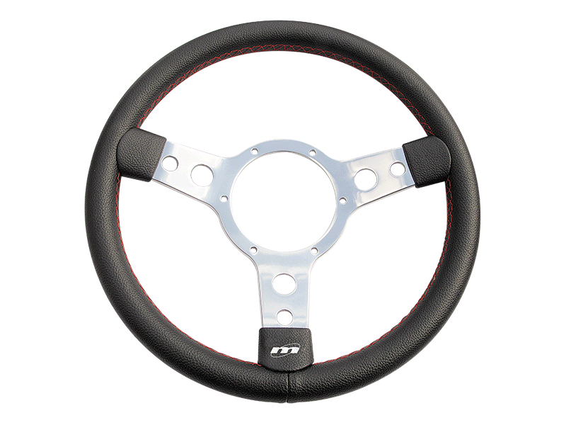 Mountney Traditional 13" 3 Spoke Semi-Dished Black Vinyl Steering Wheel ...